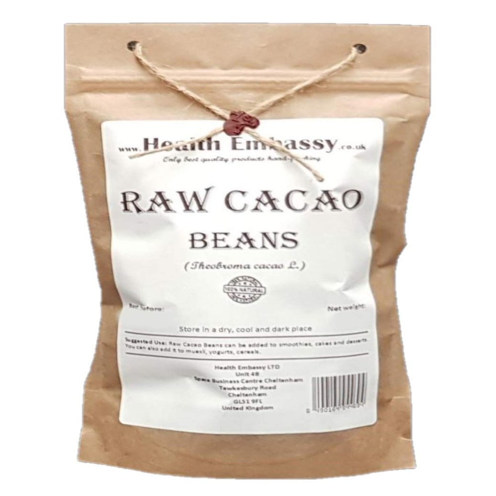 Health Embassy Raw Cacao Beans (Theobroma cacao L.) (225g)
