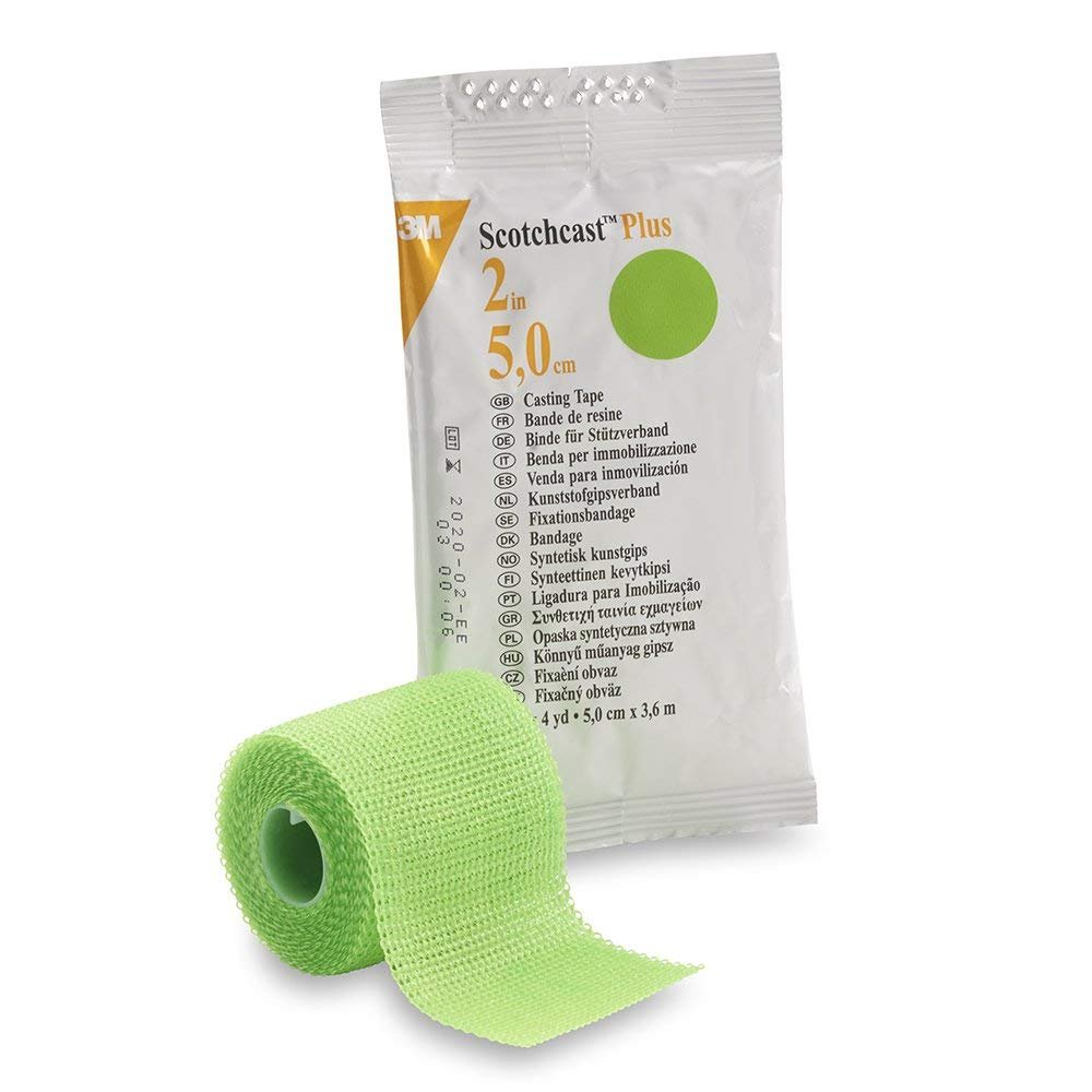 Scotchcast Plus Cast Tape 2 Inch X 12 Foot Fiberglass Bright Green, 82002V - Box of 10