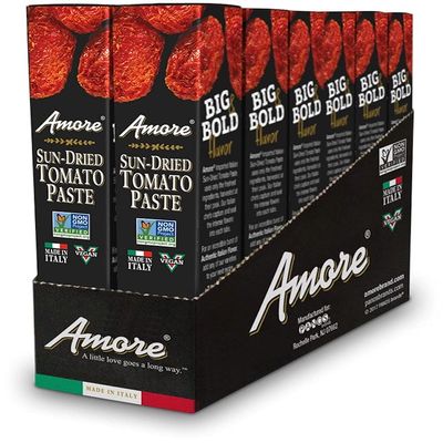 Amore Vegan Sun Dried Tomato Paste In A Tube - Non GMO Certified and Made In Italy 2.8 Ounce (Pack of 12)