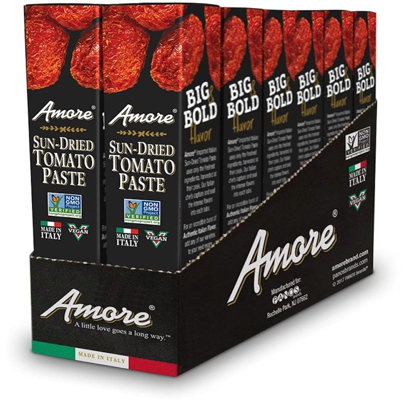 Amore Vegan Sun Dried Tomato Paste In A Tube - Non GMO Certified and Made In Italy 2.8 Ounce (Pack of 12)