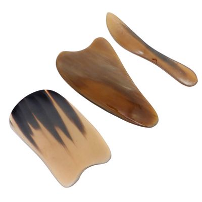 Milisten 3pcs Gua Sha Scraping Massage Tool Buffalo Horn Gua Sha Board Chinese Massage Tools Scraper