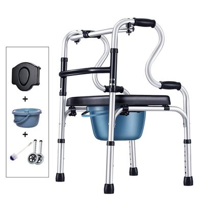 Lightweight Travel Walker Rollator Walker Toilet, Folding Medical Walker Aids Mobility (Height:74-92cm/29-36")