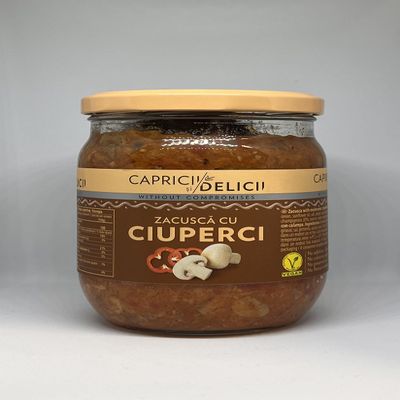 Zacusca cu Ciuperci I Mushroom Spread Zacusca I Ready to Eat I No preservatives, additives or artificial colors I Vegan I Capricii si Delicii 500 gr