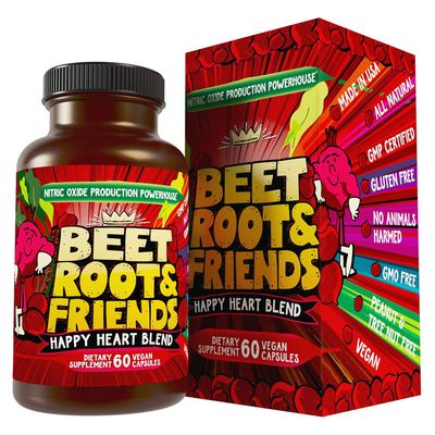 Hippie Farms Beet Root Capsules - Circulation, Heart-Healthy Energy - w Grape Seed Extract & Ginseng 60 Count Vegan