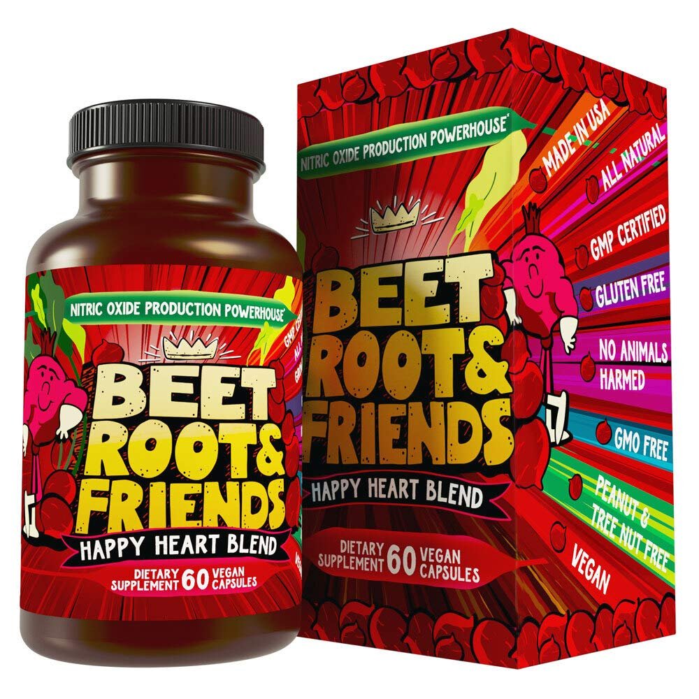Hippie Farms Beet Root Capsules - Circulation, Heart-Healthy Energy - w Grape Seed Extract & Ginseng 60 Count Vegan