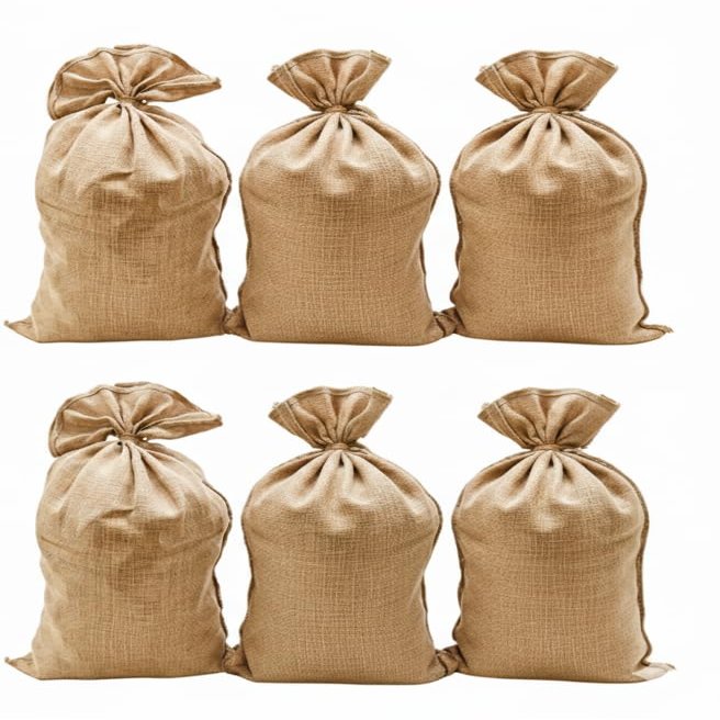 6-Pack of Premium Large Burlap Sack Bags | Set of 6 Pieces, each measuring 24 x 40 inches | Environmentally friendly, crafted from natural jute material | Constructed from 10-ounce burlap fabric.
