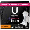 U by Kotex Balance Sized for Teens Ultra Thin Overnight Pads with Wings, 48 Count (4 Packs of 12) (Packaging May Vary) view 1