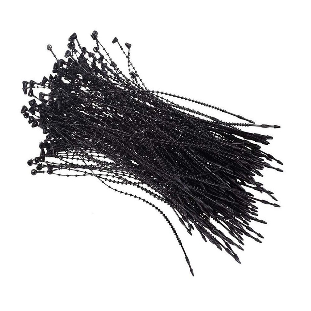 1000 PCS Pin Adjustable Security Beaded Loop Tie Plastic Paper Prices Tag Fasteners Loop Tie Security Cable Fasteners for Paper Prices Tag (Black, Length 7 Inch)