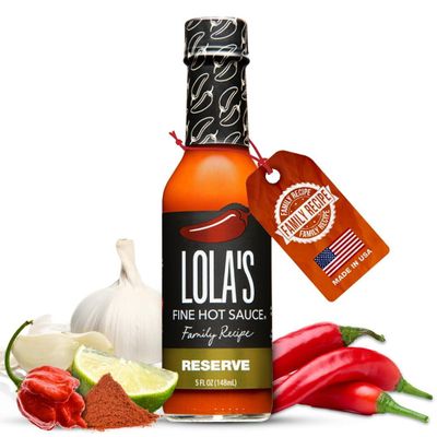 Lolas Family Reserve Hot Sauce | Carolina Reaper & Habanero Blend | Ultra Spicy | 0 Calories, 0g Fat, Low Sodium | All-Natural, Vegan, Gluten-Free | 5 Fl Oz (Pack of 1)