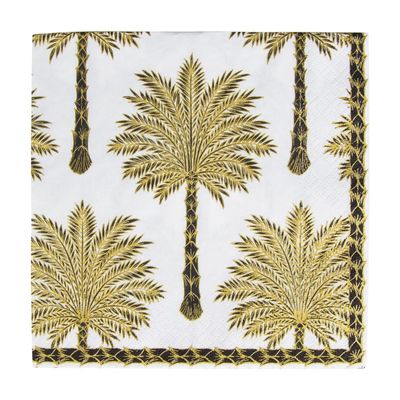Caspari Grand Palms Paper Luncheon Napkins in Black - 20 Per Package