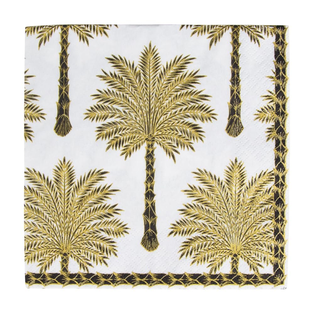 Caspari Grand Palms Paper Luncheon Napkins in Black - 20 Per Package