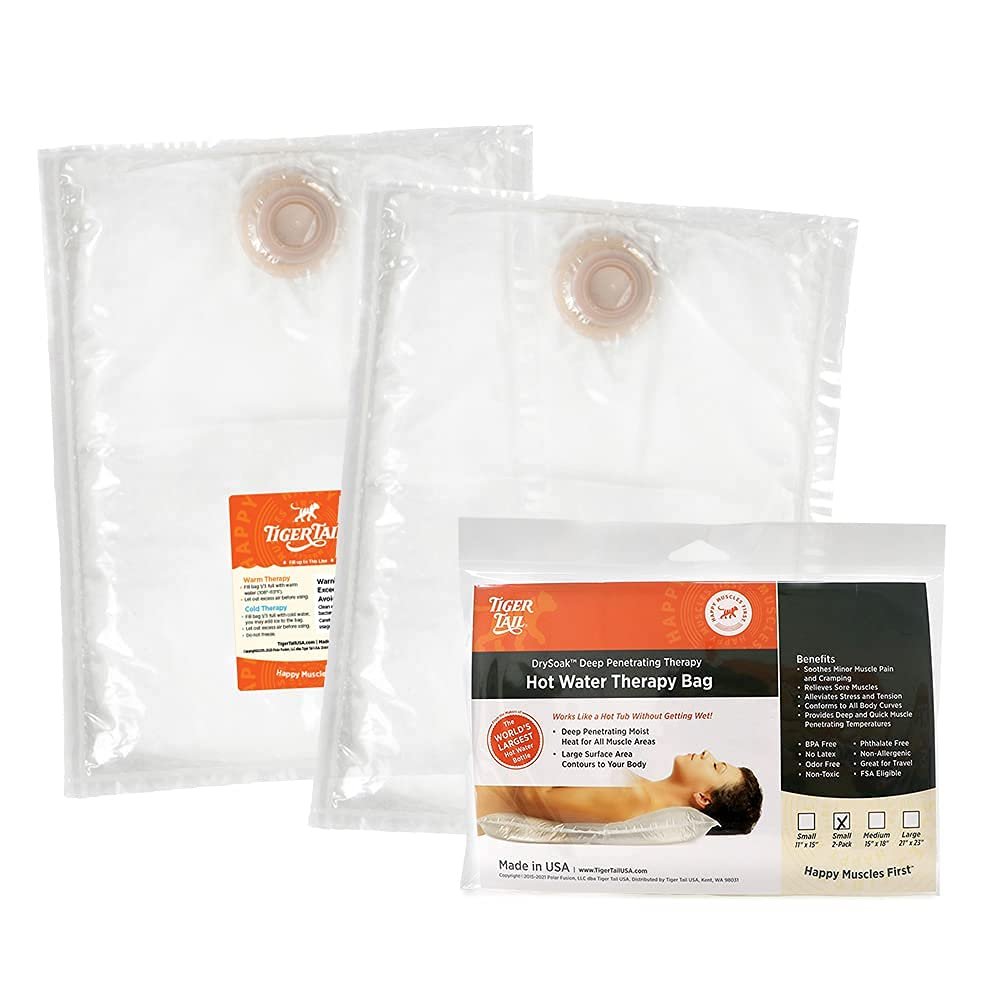 Tiger Tail DrySoak Hot Water Therapy Bags, Small (1 Gallon) - 2 Pack, Made in USA (Sister Brand Fomentek)