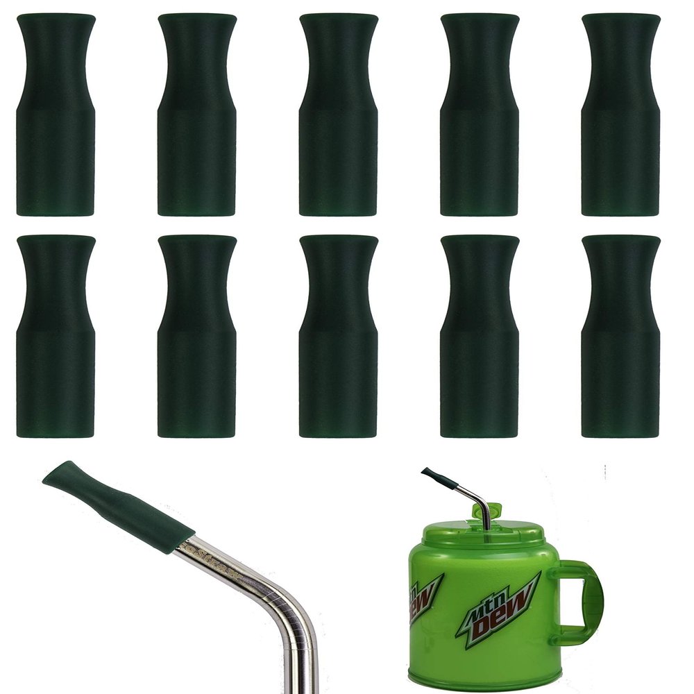 10 Silicone Tips 9mm for 14" Stainless Steel Straws Jumbo Big Gulp 64 oz 100 oz HUGE SUPER LONG Drinking Wide Insulated Whirley Travel Mug FOAM Truck Stop Cup