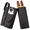 AMANCY Handy Cedar Wood Lined 2 Holder Black Cigar Case Flask Set with 2 Oz Stainless Steel Flask and Cutter view 4