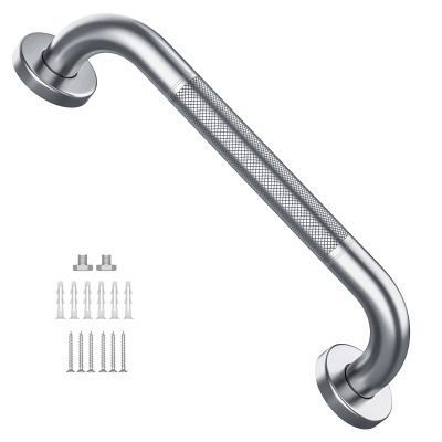 12 Inch Anti Slip Shower Grab Bar, Munzong Stainless Steel Bathroom Grab Bar, Satin Brushed Nickel Knurled Bathroom Balance Bar,Safety Hand Rail Support Handicap Elderly Senior Assist Bath Handle