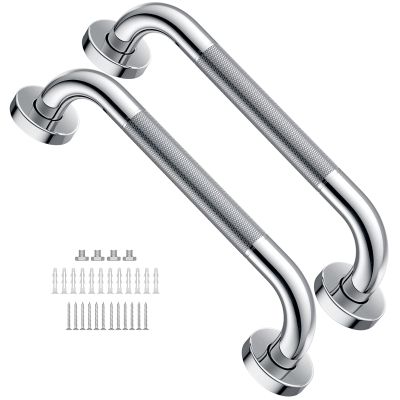 12 Inch Anti Slip Shower Grab Bar 2 Pack, Munzong Stainless Steel Bathroom Grab Bar, Satin Brushed Nickel Bathroom Balance Bar,Safety Hand Rail Support Elderly Senior Assist Handle