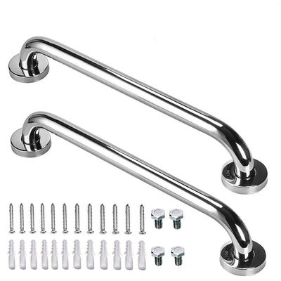 16 Inch Stainless Steel Shower Grab Bar 2 Pack, Munzong Balance Handrail Shower Bar - Bathroom, Bathtub Mounted Safety Hand Support Rail, Handicap, Elderly, Disabled, Injury, Senior Assist Bath Handle