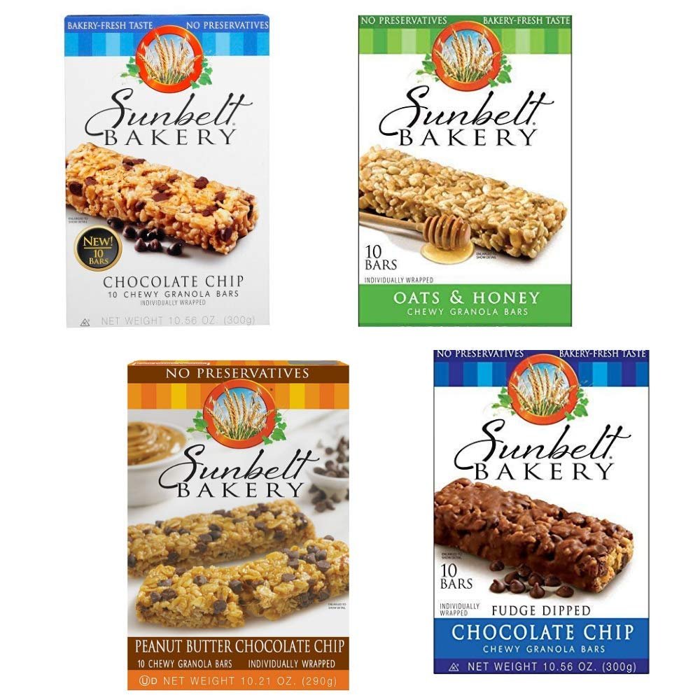 Sunbelt Variety Pack | Granola Chewy Bars | Fudge Dipped Chocolate Chip | Peanut Butter Chocolate Chip | Chocolate Chip | Oats and Honey