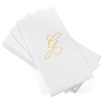 AH AMERICAN HOMESTEAD Disposable Hand Towels for Bathroom 50 Count - Guest Bathroom Essentials -Bathroom Paper Towels - Monogrammed Disposable Napkins - Wedding Napkins in Paper Towel Tray (Gold, G)