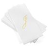 AMERICAN HOMESTEAD Disposable Hand Towels - Gold Foil Monogrammed Guest Napkins - Linen-Like Bathroom Paper Towels for Guests - Perfect Wedding and Party Napkins - 50 Count (Gold J) view 1