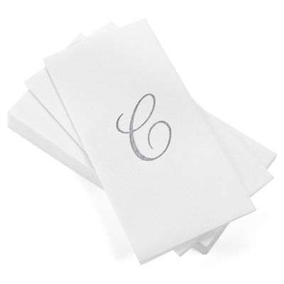 AH AMERICAN HOMESTEAD Disposable Hand Towels for Bathroom 50 Count - Guest Bathroom Essentials -Bathroom Paper Towels - Monogrammed Disposable Napkins - Wedding Napkins in Paper Towel Tray (Silver, C)
