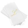 AMERICAN HOMESTEAD Disposable Hand Towels - Gold Foil Monogrammed Guest Napkins - Linen-Like Bathroom Paper Towels for Guests - Perfect Wedding and Party Napkins - 50 Count (Gold L) view 1