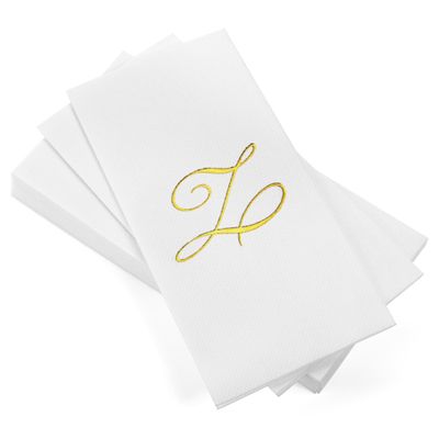 AMERICAN HOMESTEAD Disposable Hand Towels - Gold Foil Monogrammed Guest Napkins - Linen-Like Bathroom Paper Towels for Guests - Perfect Wedding and Party Napkins - 50 Count (Gold Z)