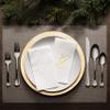 AH AMERICAN HOMESTEAD Disposable Hand Towels for Bathroom 50 Count - Guest Bathroom Essentials -Bathroom Paper Towels - Monogrammed Disposable Napkins - Wedding Napkins in Paper Towel Tray (Gold, W) view 4