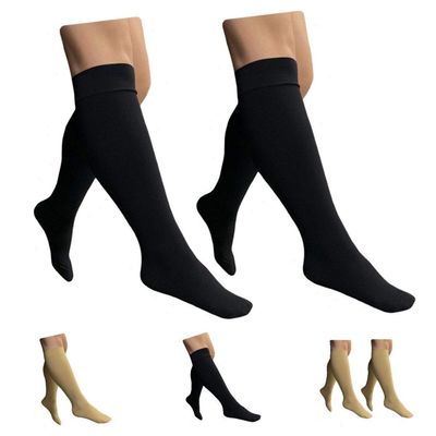 HealthyNees Closed Toe 15-20 mmHg Compression Plus Size Big Wide Leg Calf Socks (Black 2 Pairs, 5X-Large)