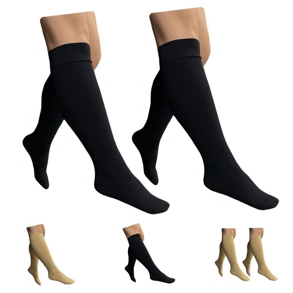 HealthyNees Closed Toe 15-20 mmHg Compression Plus Size Big Wide Leg Calf Socks (Black 2 Pairs, 5X-Large)