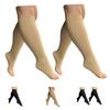 HealthyNees Open Toe 15-20 mmHg Compression Plus Size Extra Wide Calf Leg Socks (Beige 2 Pairs, 5X-Large) view 1