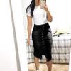 Corriee Womens High Waisted Jean Skirt Women's Casual Button Front Split Slim Fit Denim Skirt Black view 2