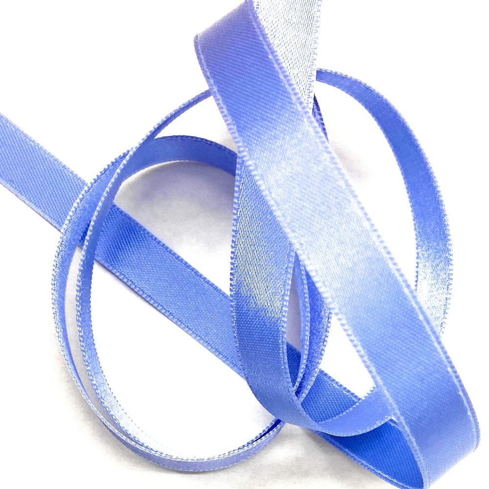 1/4 inch Double Faced Nylon Satin Ribbon - 5 Yard Spool, Made in Japan Perfect for Wedding Decor, Wreath, Baby Shower,Gift Package Wrapping Etc. (Periwinkle -27)