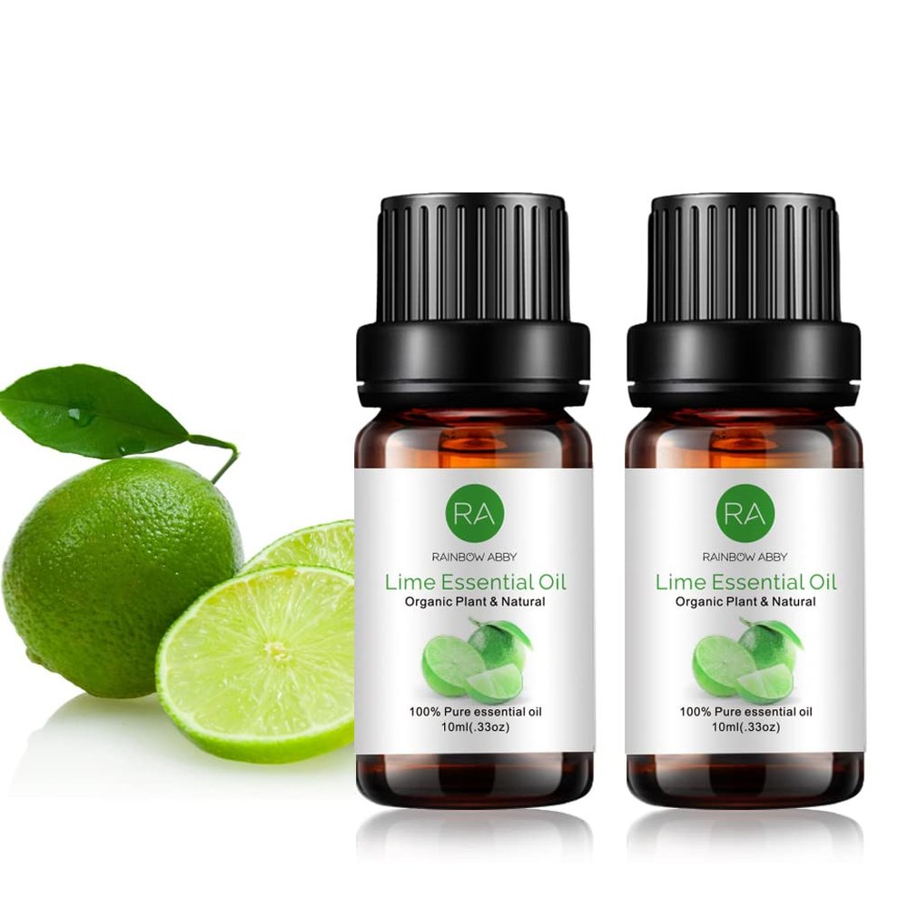 2-Pack Lime Essential Oil, 100% Pure Organic Natural Aroma Lime Oil for Diffuser, Massage, Yoga, Meditation, Skin Care - 2x10 mL