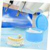 EXCEART Case with Strainer Dentures Box Brush Retainer Case for Travel Retainer Cleaning Case (Blue) view 4