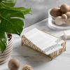 200-Pack BloominGoods Disposable Guest Towels for Bathroom - Linen-Feel Hand Towel -Paper Napkins for Party, Wedding or Dinner - Premium Quality Soft Absorbent Napkins White and Silver 8.5 X 4" Folded view 2