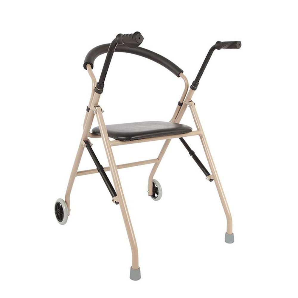 Folding Rollator Walker - Adjustable Height Rehabilitation Trainer Walking Auxiliary Vehicle Elderly Exercise, Load Capacity: 100kg