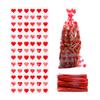 100 Pcs Valentine Cellophane Cookie Bags Goodie Candy Treat Bag with Twist Ties for Valentine's Day Party Supplies (Style B) view 1
