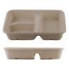 [125 Pack] 33 oz Compostable 3 Compartment Food Trays with Pulp Fiber Lids - Unbleached, Sugarcane, Plant Fiber, Heavy Duty, Microwavable, Biodegradable, Tree Free, Ecofriendly, Lunch Trays, Meal Prep view 1