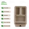 [125 Pack] 33 oz Compostable 3 Compartment Food Trays with Pulp Fiber Lids - Unbleached, Sugarcane, Plant Fiber, Heavy Duty, Microwavable, Biodegradable, Tree Free, Ecofriendly, Lunch Trays, Meal Prep view 2