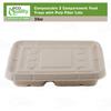 [125 Pack] 33 oz Compostable 3 Compartment Food Trays with Pulp Fiber Lids - Unbleached, Sugarcane, Plant Fiber, Heavy Duty, Microwavable, Biodegradable, Tree Free, Ecofriendly, Lunch Trays, Meal Prep view 3