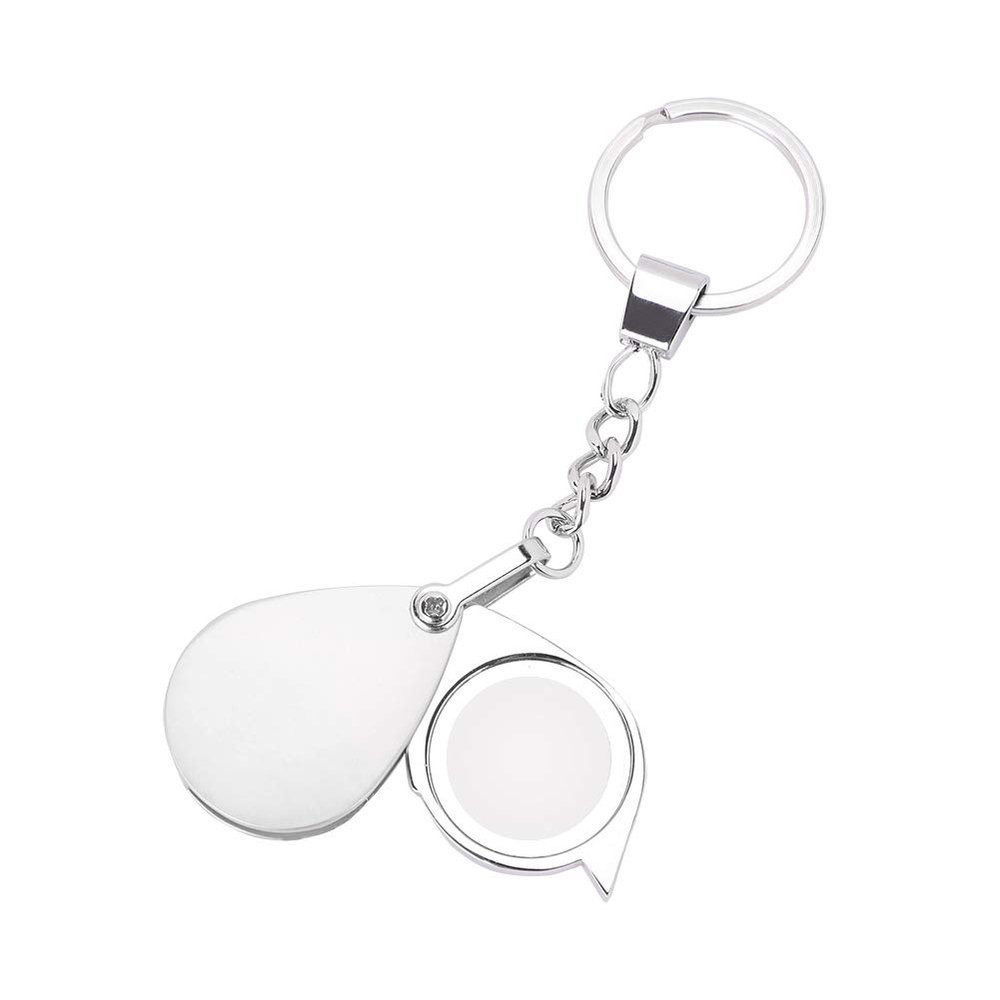 15X Keychain Magnifying Glass Loupe Portable Folding Pocket Magnifier Mini Metal Keyring Loop Magnifying Eye Glass Len Reading Magnifier for Small Prints Map Craft Coin Jewelry Gem