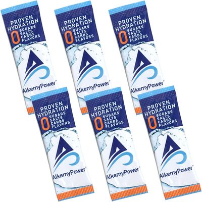 AlkemyPower Hydration Electrolyte Powder, No Sugars, Salts, Carbs, Flavors or Calories, 100% Natural, Convenient Stick Pack, 6 Count