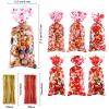 Blulu Valentines Treat Bags 180 Pcs Valentine Candy Cellphone Bag 4 Styles Plastic Heart Cookie Bags Gift with 200 Pieces Twist Ties for Party Supplies view 2