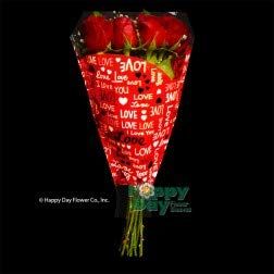Flower Sleeve Printed "Word Heart- Black" BO Plastic Pack of 100 Sleeves (4.75 x 20 x 17)