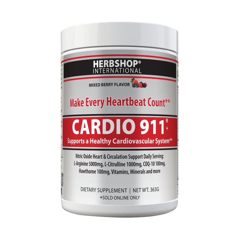 Cardio 911 Drink Mix, Mixed Berry, L-Arginine 5000mg, L-Citrulline 1000mg, Vitamins B12, C, D3, Beet Root, 30 Servings, 363 Grams, Premium Wellness Support, Nitric Oxide, Cardio