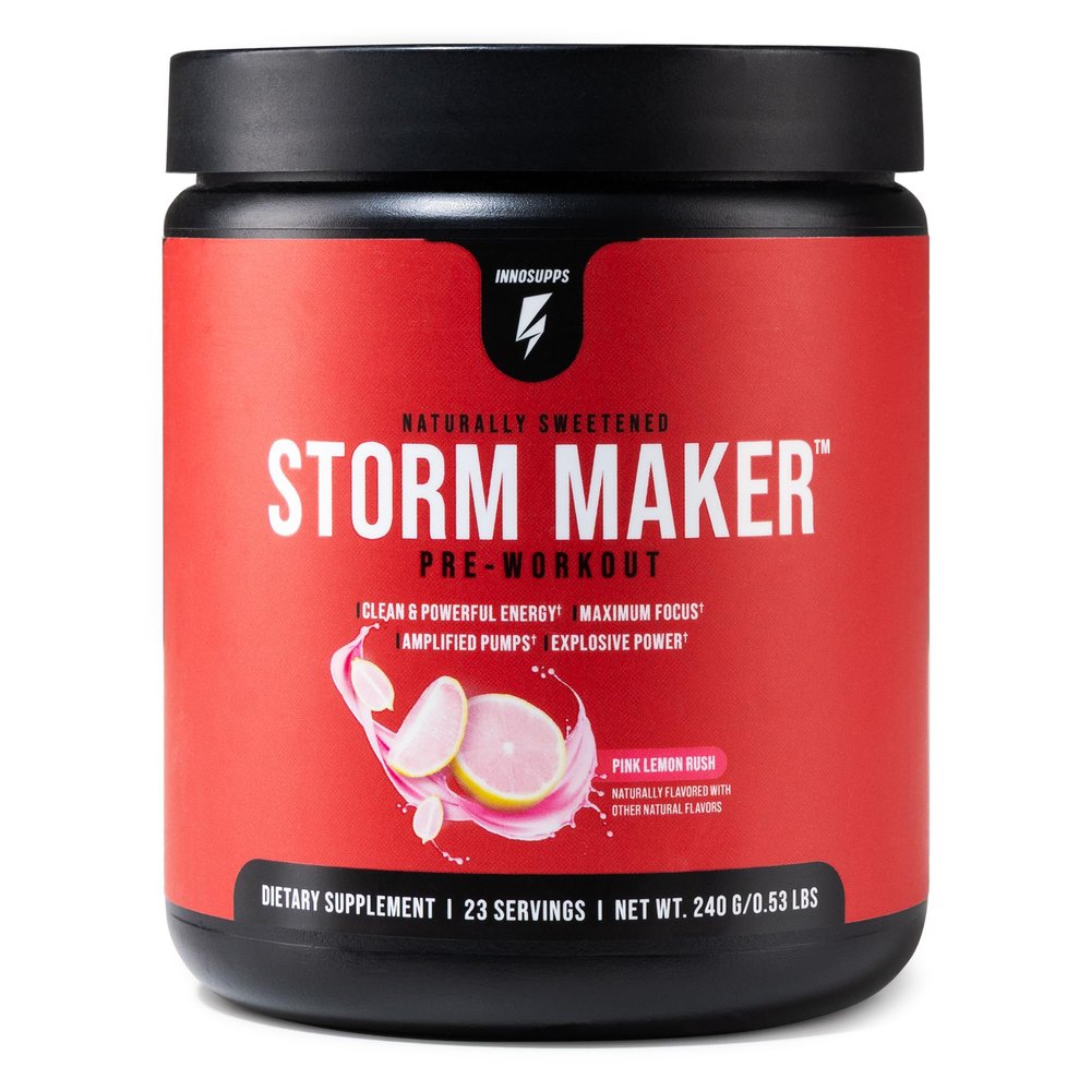 InnoSupps Storm Maker Pre Workout | Long Lasting Energy | Organic Caffeine |Green Tea Extract | L-Citruline | No Artificial Sweeteners (Pink Lemon Rush)