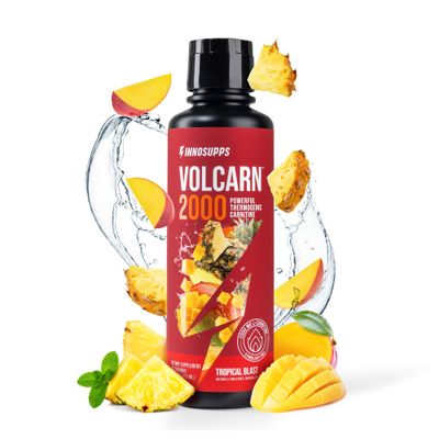 InnoSupps Volcarn 2000 - L-CARNITINE Advanced Energy Liquid | ATP Enhancer with GBEEC | Boosts Energy, Enhances Focus, Caffeine Free, No Artificial Sweeteners | 32 Servings (Tropical Blast)