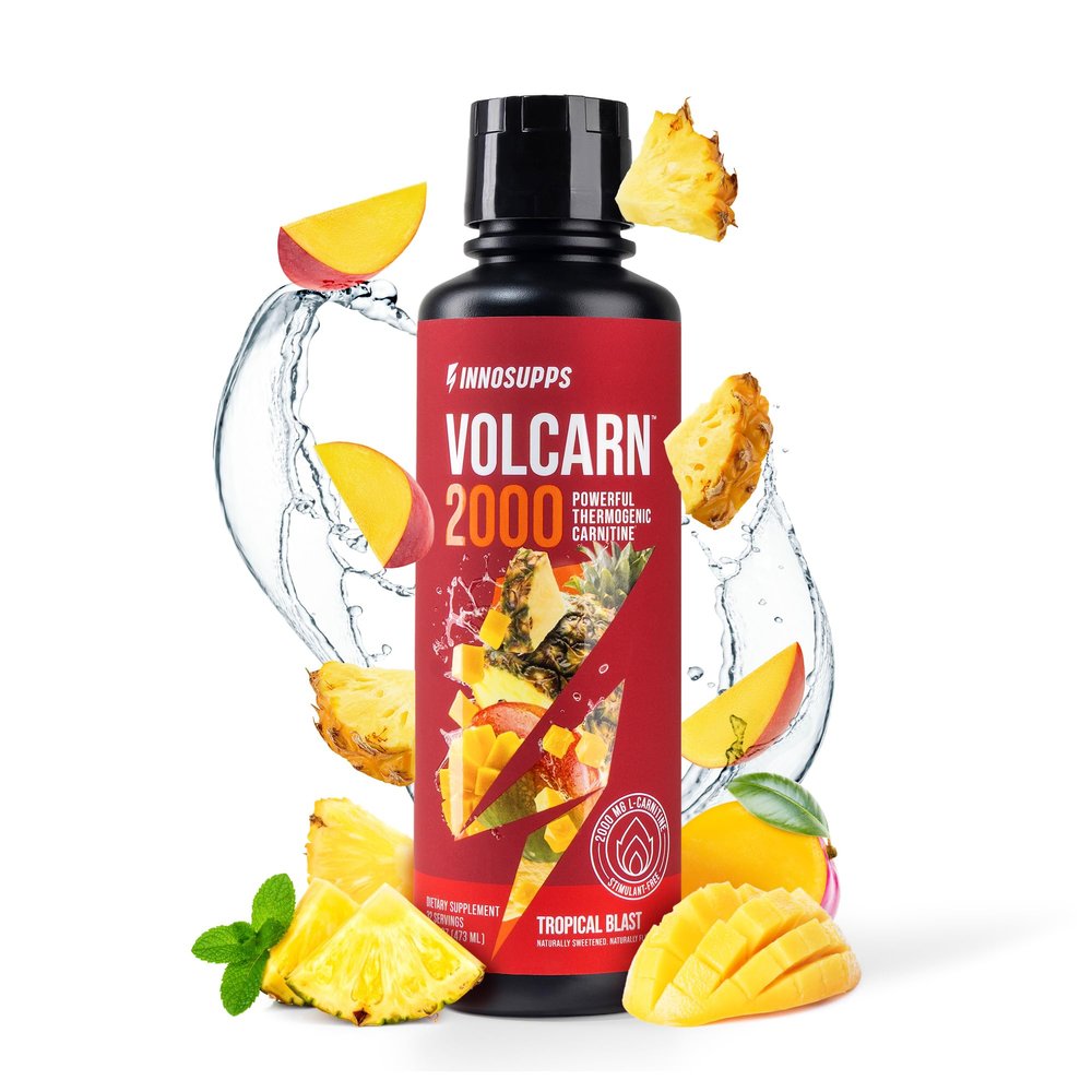 InnoSupps Volcarn 2000 - L-CARNITINE Advanced Energy Liquid | ATP Enhancer with GBEEC | Boosts Energy, Enhances Focus, Caffeine Free, No Artificial Sweeteners | 32 Servings (Tropical Blast)