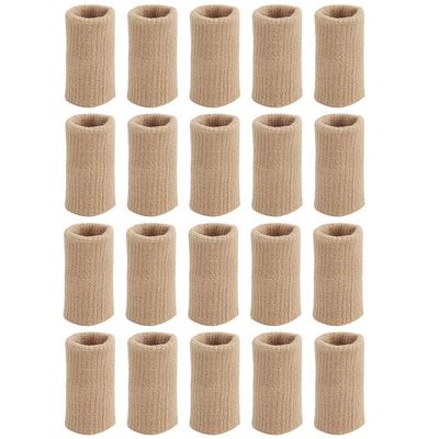 lasenersm 20 Pieces Stretchy Finger Protector Sleeve Finger Sleeves Thumb Braces Support Elastic Compression Protector Braces for Relieving Pain Arthritis Sports, Skin-color